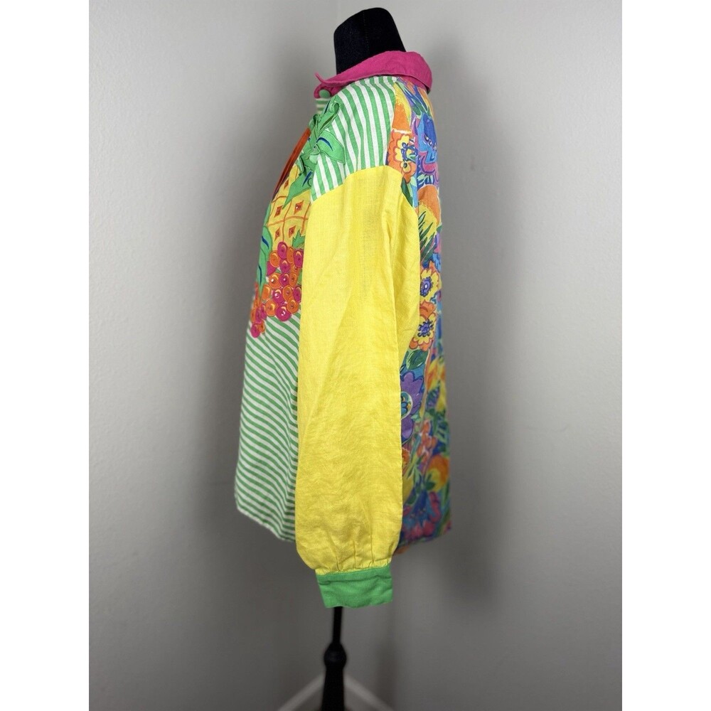 Victor Costa Designer Collection Colorful Patchwork Shirt Womens Size 12 Ramee - Picture 6 of 16